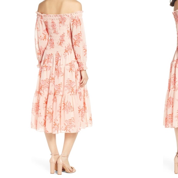 Eliza J Off the Shoulder Chiffon Midi Dress - Picture 2 of 8